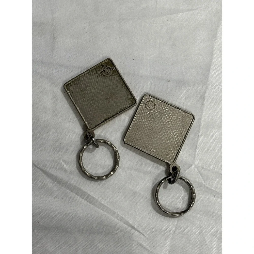 VINTAGE METAL KEY‎ CHAIN Lot Of 2  YELLOW ROAD SIGN CAUTION